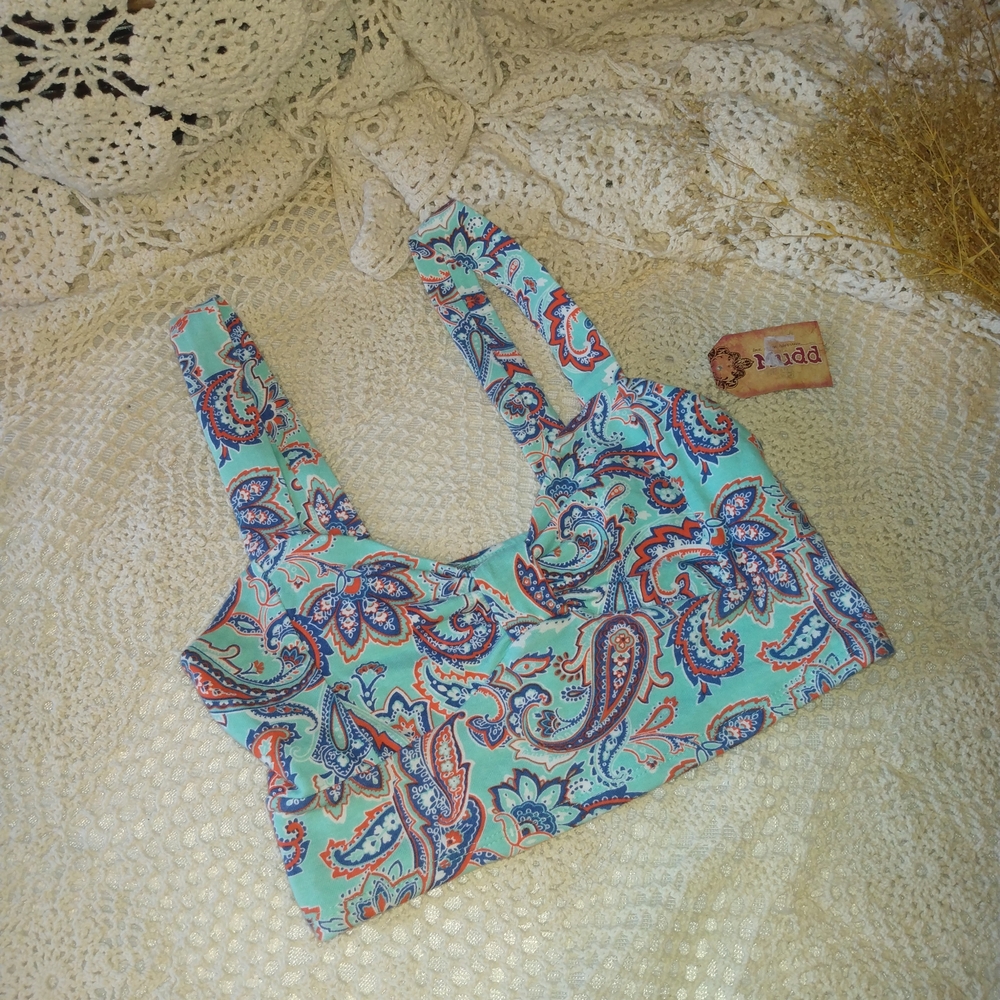 Mudd Paisley Print Tank Top - Blue and Red